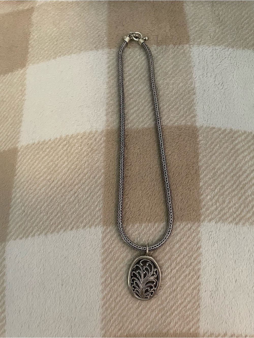 Vintage Lois Hill 925 Sterling Silver Filigree Pendant Necklace